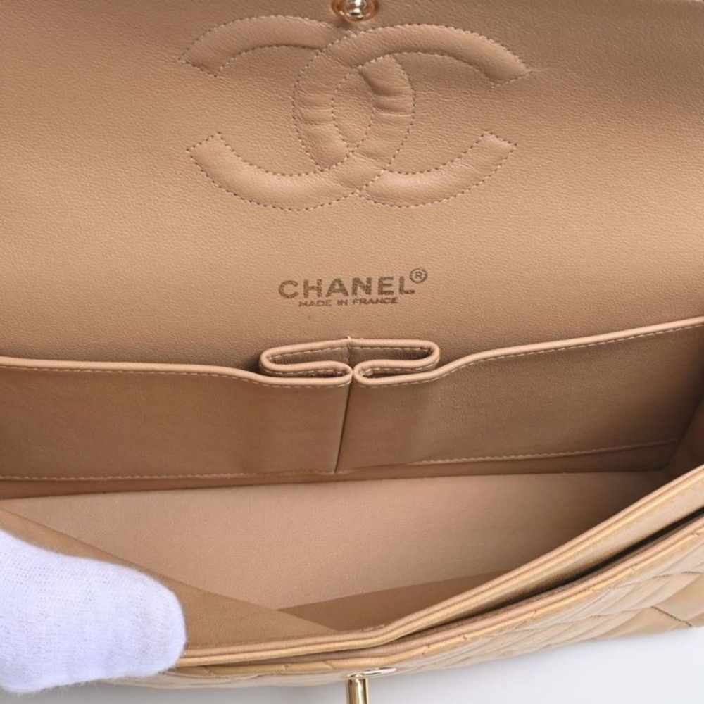 Chanel Double Flap Beige Leather Shoulder Bag (Pre-Owned) - Picture 3 of 10